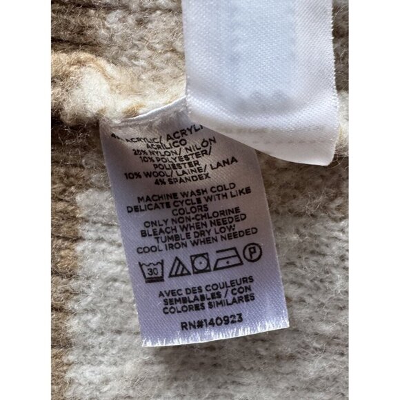 LOFT Women’s Sz M Cream & Tan Buffalo Plaid Open Front Long Cardigan - Picture 5 of 9